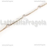 1 Metro Catena Rosario in Acciaio Dorato Maglia Ritorta e Perle Acrilico Bianco 4mm