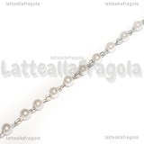 1 Metro Catena Rosario in Acciaio e Perle Acrilico Bianco 3mm