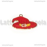 Ciondolo Cappello in metallo dorato smaltato 26x22mm