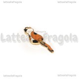 Ciondolo Gatto in metallo dorato smaltato 35x10mm