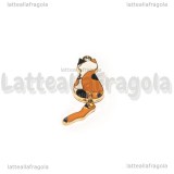 Ciondolo Gatto in metallo dorato smaltato 35x10mm