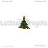 Charm Albero di Natale in metallo dorato smaltato 21x13mm