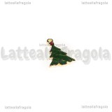 Charm Albero di Natale in metallo dorato smaltato 21x13mm