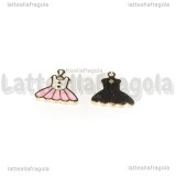 Charm Tutù in metallo dorato smaltato 15x14mm