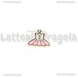 Charm Tutù in metallo dorato smaltato 15x14mm
