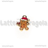 Charm Gingerbread in metallo dorato smaltato 20x13mm