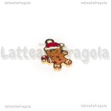 Charm Gingerbread in metallo dorato smaltato 20x13mm
