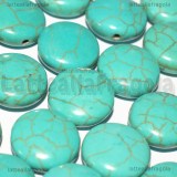 5 Perle a Gettone in Pasta di Turchese Azzurro 14mm
