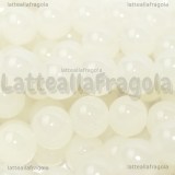 10 Perle in vetro bianco opaco 10mm