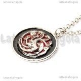 Collana ciondolo Drago Casa Targaryen in metallo smaltato 30mm