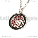 Collana ciondolo Drago Casa Targaryen in metallo smaltato 30mm