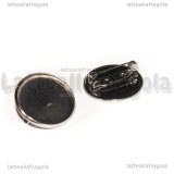 Spilla Tonda in Acciaio Inox con base cammei 20mm