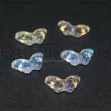 5 Farfalle in Vetro Cristal AB con foro passante 15x8mm