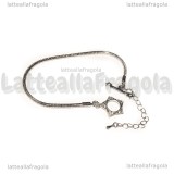 Base Bracciale tipo pandora chiusura a Stella in Ottone Argentato 18cm