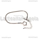 Base Bracciale tipo pandora chiusura a Stella in Ottone Argentato 18cm