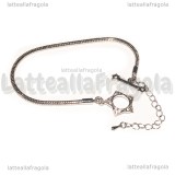 Base Bracciale tipo pandora chiusura a Stella in Ottone Argentato 18cm
