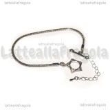 Base Bracciale tipo pandora chiusura a Stella in Ottone Argentato 18cm