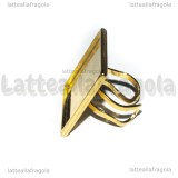 Base anello in Acciaio inox dorato regolabile con base quadrata 25mm