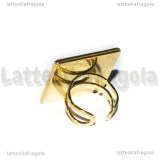 Base anello in Acciaio inox dorato regolabile con base quadrata 25mm