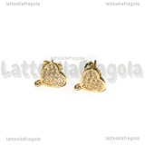 Perni Cuori in Ottone dorato e Cubic Zirconia 10x9mm