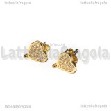 Perni Cuori in Ottone dorato e Cubic Zirconia 10x9mm