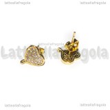 Perni Cuori in Ottone dorato e Cubic Zirconia 10x9mm