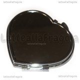 Doppio Specchietto Cuore in metallo argentato 68x71mm