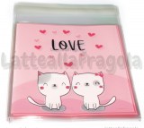 10 buste in plastica Gattini Love con bordo adesivo 13x10cm
