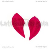 Coppia Ciondoli Foglie in Alcantara Magenta 44x16mm