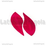 Coppia Ciondoli Foglie in Alcantara Magenta 44x16mm