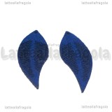 Coppia Ciondoli Foglie in Alcantara Blu 44x16mm