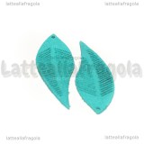 Coppia Ciondoli Foglie in Alcantara Azzurro 44x16mm 