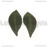 Coppia Ciondoli Foglie in Alcantara Verde 44x16mm