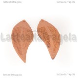 Coppia Ciondoli Foglie in Alcantara Nocciola 44x16mm