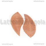 Coppia Ciondoli Foglie in Alcantara Nocciola 44x16mm 