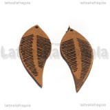 Coppia Ciondoli Foglie in Alcantara Cioccolato 44x16mm