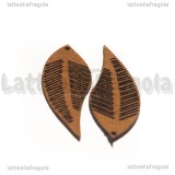 Coppia Ciondoli Foglie in Alcantara Cioccolato 44x16mm 