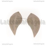 Coppia Ciondoli Foglie in Alcantara Grigio 44x16mm