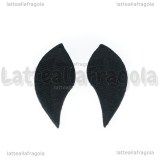 Coppia Ciondoli Foglie in Alcantara Nero 44x16mm