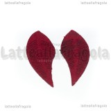 Coppia Ciondoli Foglie in Alcantara Amaranto 44x16mm