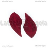 Coppia Ciondoli Foglie in Alcantara Amaranto 44x16mm 