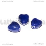 3 Cuori in Ceramica Blu foro passante 13x11mm