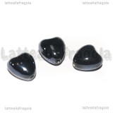 3 Cuori in Ceramica Nero foro passante 13x11mm
