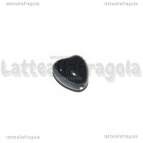 3 Cuori in Ceramica Nero foro passante 13x11mm