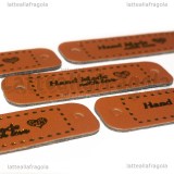 5 Etichette in Similpelle Fantasia Cuore Handmade 50x15mm