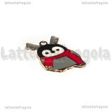 Ciondolo Pinguino Natalizio in metallo dorato smaltato 26x18.5mm