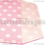 5 Buste in Carta Kraft Rosa Pois Bianchi 15x8cm