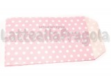 5 Buste in Carta Kraft Rosa Pois Bianchi 15x8cm