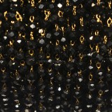 1 Metro Catena Rosario in Acciaio Dorato e Cristallo Sfaccettato Nero Opaco 3.5x3mm