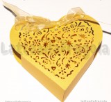 Scatola Cuore Filigranato in cartone dorato 9.5x8.9cm